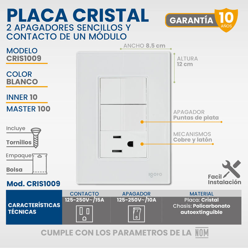 Placa Armada Cristal IGOTO CRIS1009-2009 con 2 ... image number null