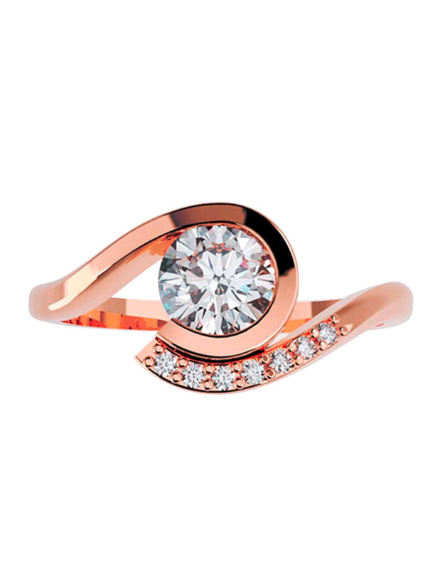 Anillo de Compromiso en Oro de 14K con Circonia... image number null