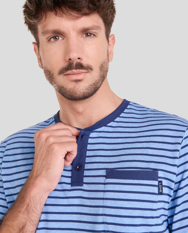 Pijama de Rayas Azules Azul image number null