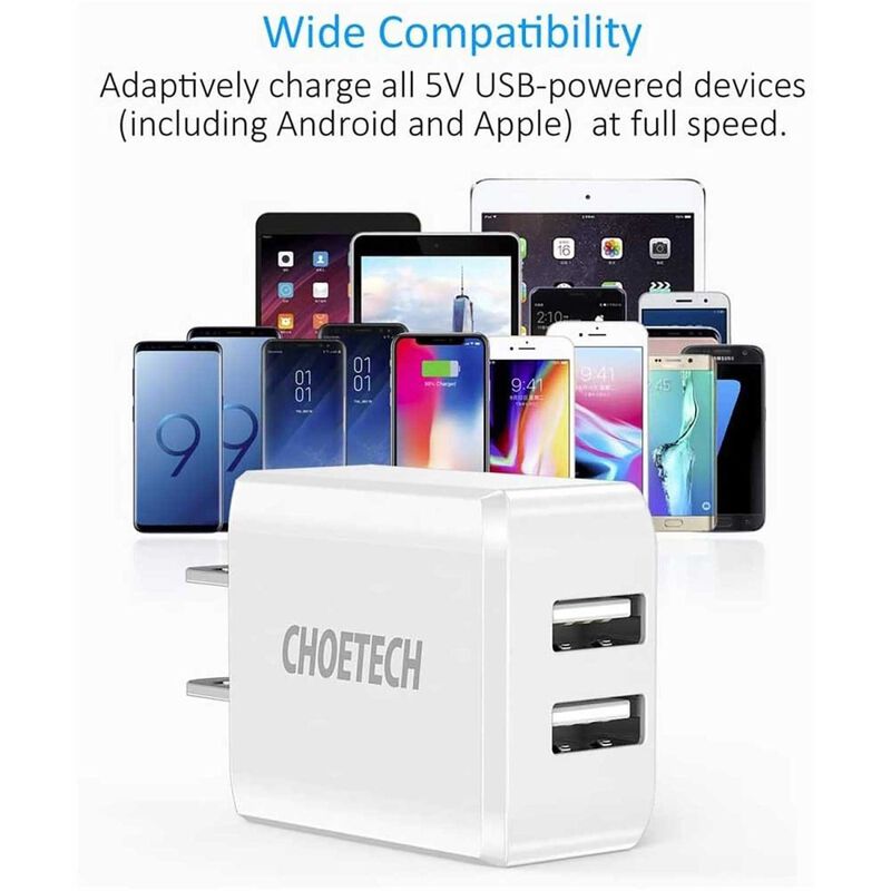 Cargador Ac Choetech 2 X Usb-a 2amp Universal (... image number null