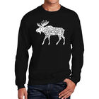Sudadera De Cuello Redondo Word Art Para Hombre - Alce - Negro