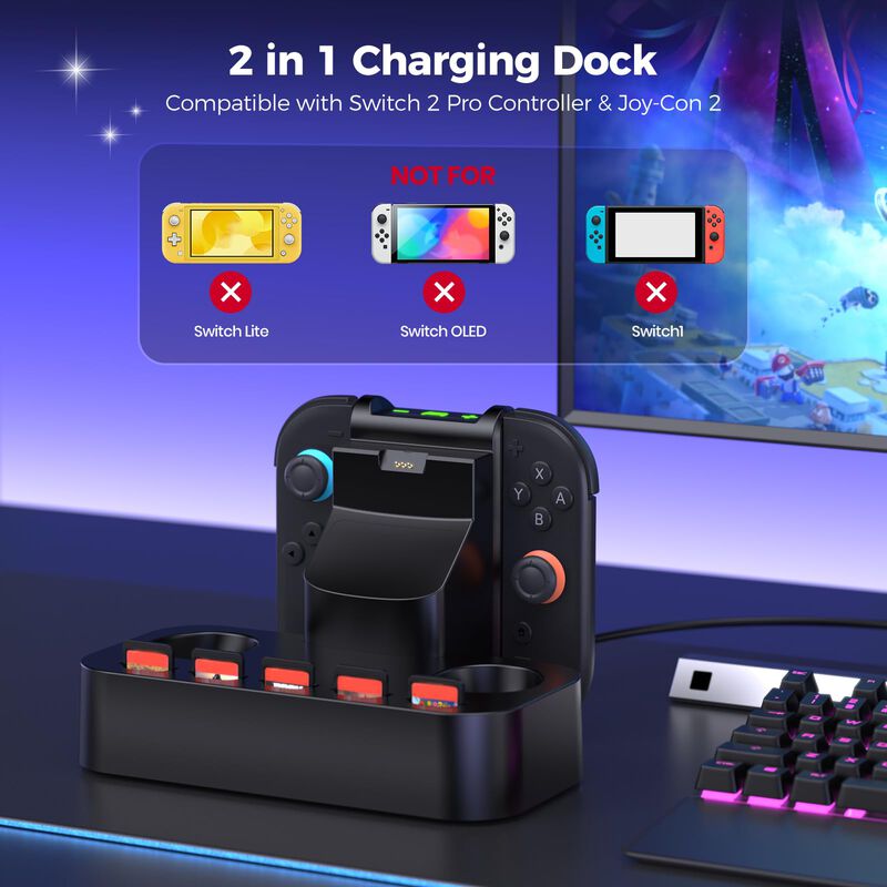 Dock De Carga Newdery Para Switch 2 Pro Y Joy-C... image number null