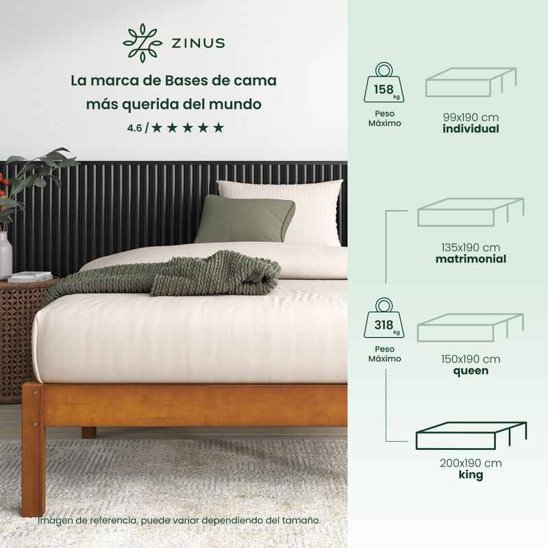Zinus | Ellie | Base De Cama King De Bamb&uacute; De F... image number null