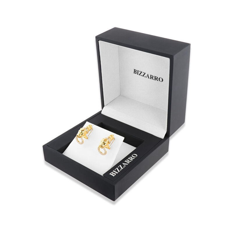 Aretes De Pantera De Oro Amarillo Con Blanco 14... image number null