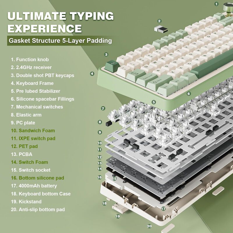 Teclado Mec&aacute;nico Inal&aacute;mbrico Yunzii B75 Pro Ver... image number null
