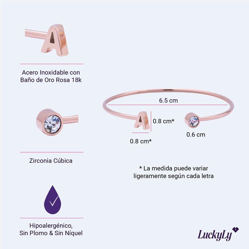 Pulsera Mujer Inicial Letra, Acero Inoxidable R... image number null