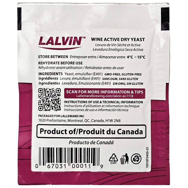Levadura Lalvin Ec-1118 Saccharomyces Bayanus 1... image number null