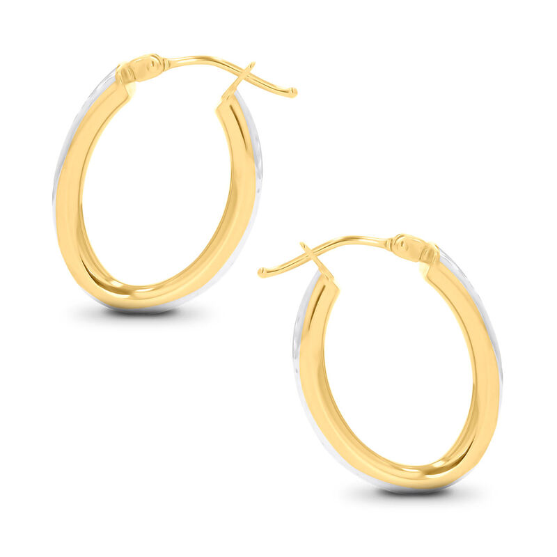 Arracadas Ovaladas De Oro Amarillo Y Blanco 14k... image number null