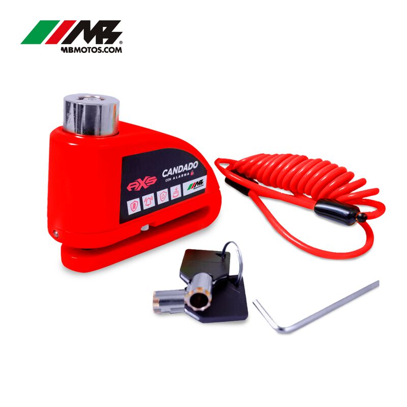 Candado De Disco Con Alarma Axs Rojo image number null