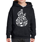 Sudadera Con Capucha Word Art Para Ni&ntilde;a - Guitarra Con Notas Musicales - Negro