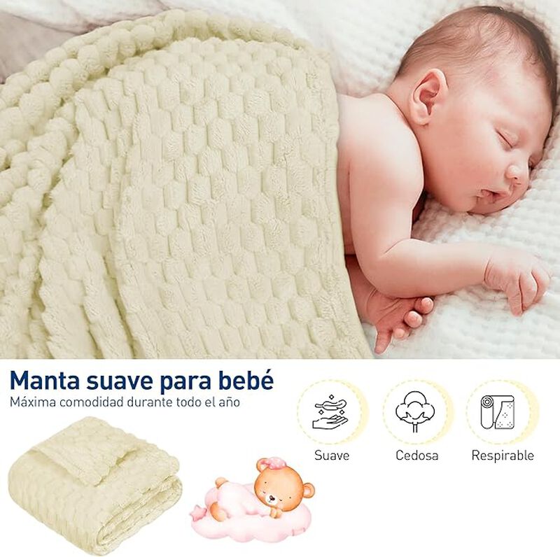 2 Cobijas para Bebe Color Hueso Bluelander image number null