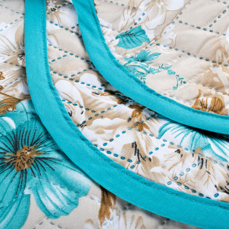 Juego de Colcha Matrimonial Queen Size Turquesa image number null