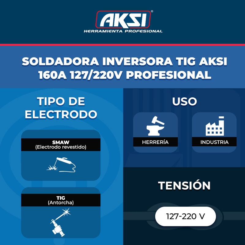 Soldadora Inversora Tig Aksi 160a 127/220v Prof... image number null