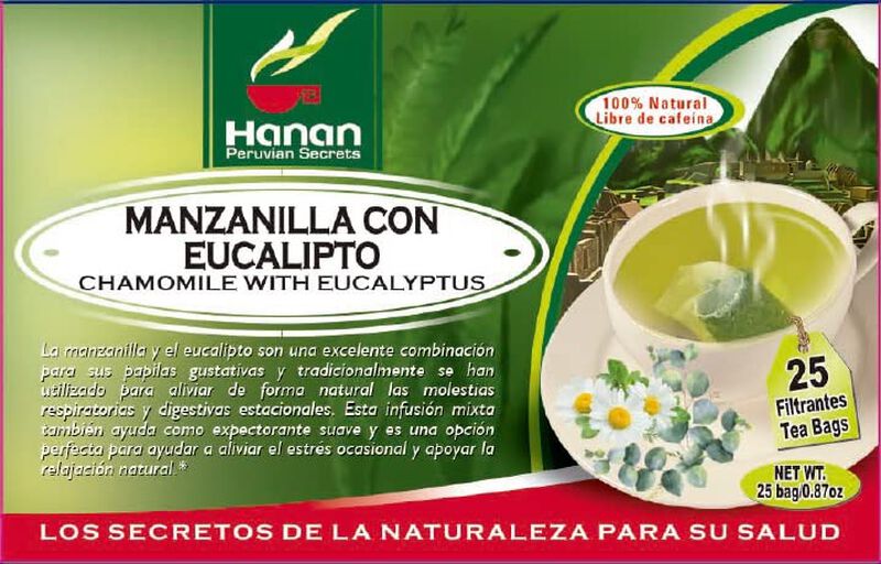 T&eacute; Hanan Manzanilla Y Eucalipto 25 Bolsas 100% ... image number null