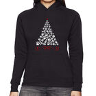 Sudadera Con Capucha Word Art Para Mujer - &Aacute;rbol De Navidad Con Huella - Negro