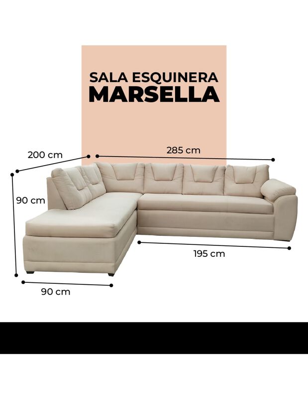 Sala Esquinera Marsella, Sofá de 3 Plazas y Ch... image number null