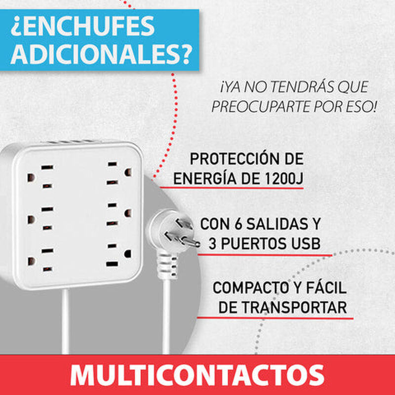 Multicontacto Fratech 6 Tomas y 4 Entradas USB ... image number null