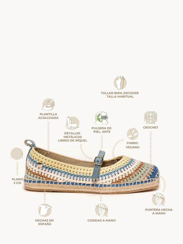 Campanilla Crochet Rayas Azul image number null