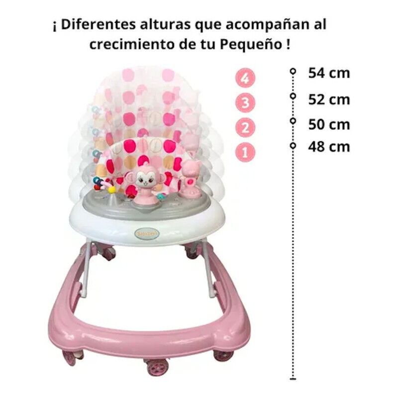Andadera Rosa Para Beb&eacute; Changuito 4 Alturas Con... image number null