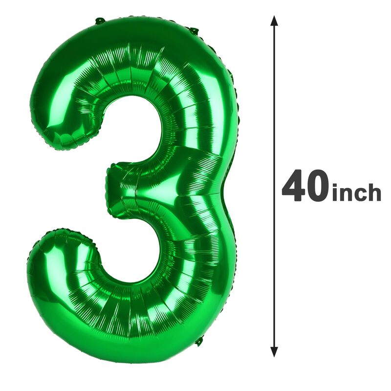 Globo De L&aacute;mina Verde N&uacute;mero 3 &ndash; 102 cm &ndash; Upges... image number null