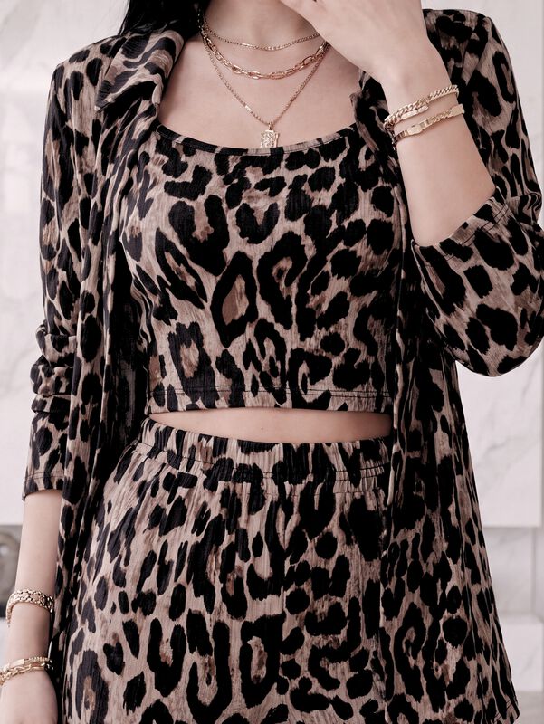 Conjunto 3 Piezas, Crop Top, Camisa Y Pantal&oacute;n ... image number null