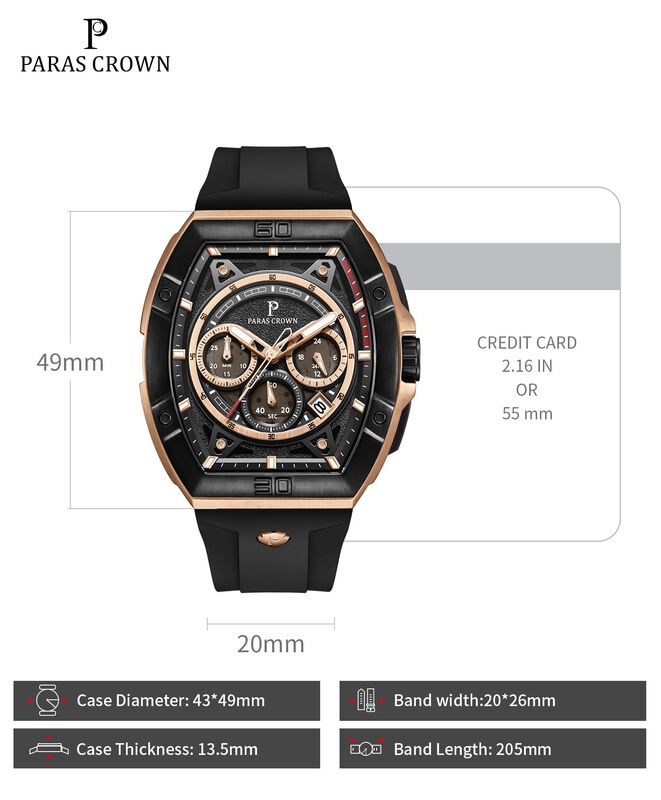 Reloj Pc Paras Crown Tonneau 5atm Resistente Al... image number null