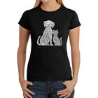 Camiseta Word Art Para Mujer - Perros y Gatos- Negro