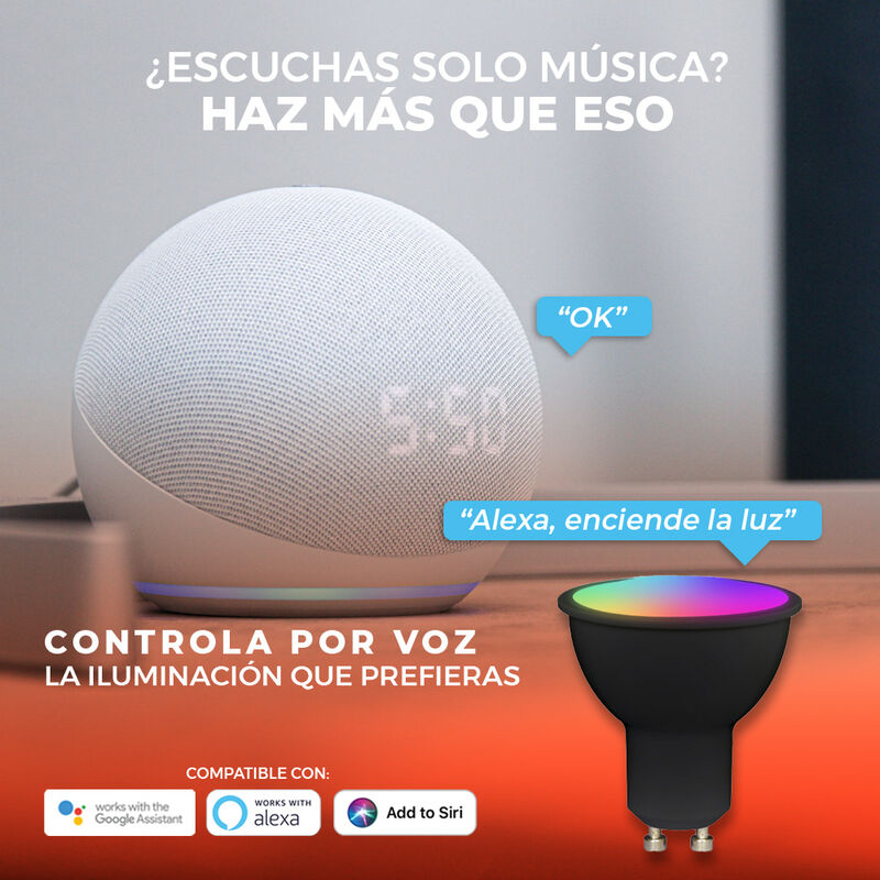 Foco LED GU10 Inteligente Wi-Fi, 5 W, Luz RGB +... image number null