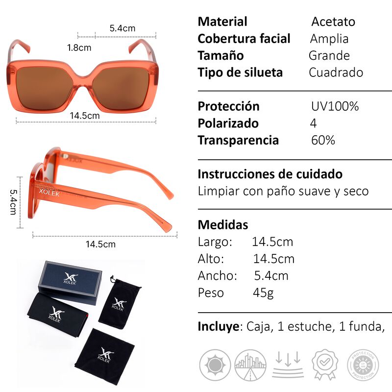 Lentes De Sol Xolek 111 Glam Acetato Retro Uv P... image number null