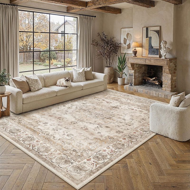 Alfombra Purecozy Beige 244x254 Cm Floral Vinta... image number null