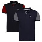 Polo De Hombre Manga Corta Algodon Contraste Modelo Bark 2pz Azul Marino y Negro