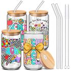 Vasos De Vidrio Silifine 473 ml Con Tapa Y Pajilla