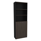 Librero Home Wengue Con Cinco Entrepa&ntilde;os Y Dos Puertas Abatibles Virtual Muebles