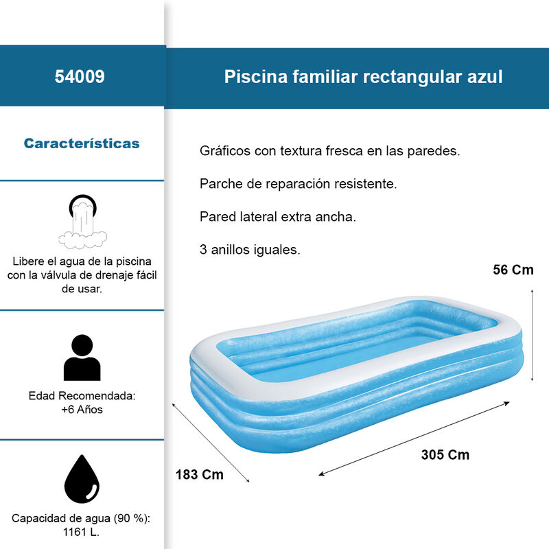 Alberca Inflable Rectangular Infantil 3 Aros 3 ... image number null