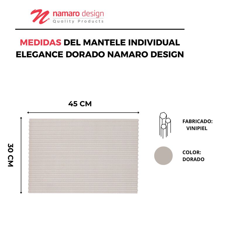 Manteles Individuales Elegance Dorado 6 Piezas ... image number null