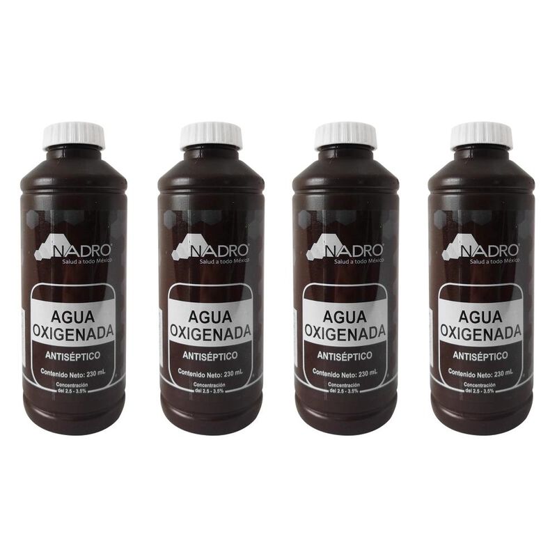 Agua Oxigenada Nadro Cuatro Pzs De 230 Ml C/u -... image number null