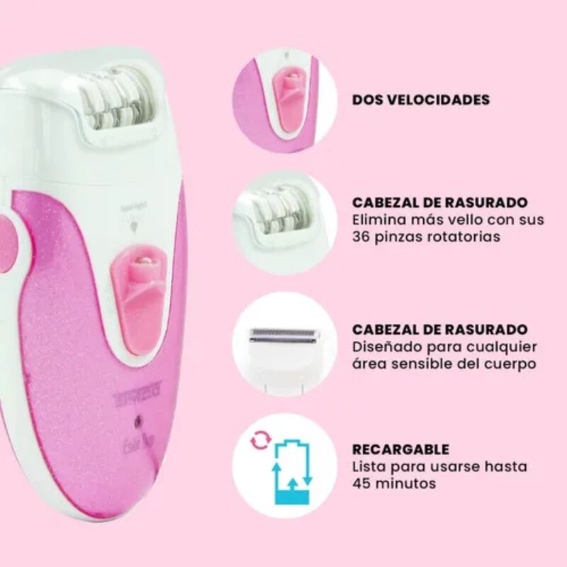 Depiladora Timco DW9600 2 en 1 recargable rosa image number null