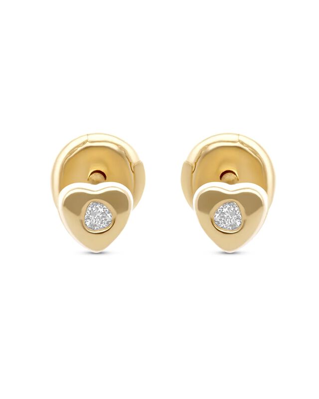 Broqueles De Corazon En Oro Amarillo 14k Con 3p... image number null