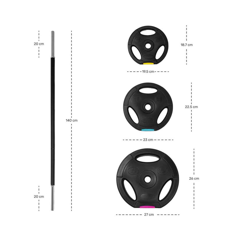 Set Barra Gym Ejercicio 20kg Ajustable 6 Discos... image number null