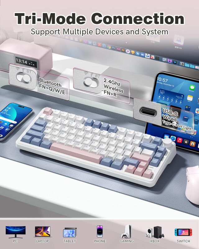 Teclado Mec&aacute;nico Inal&aacute;mbrico Keyporia L75 Con P... image number null