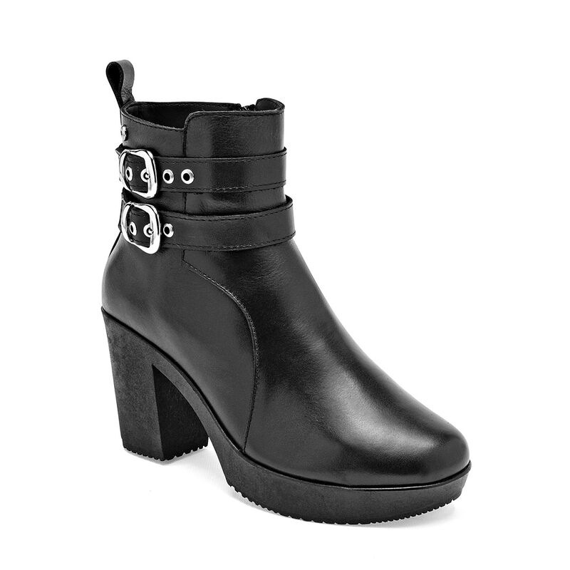 Moramora Bot&iacute;n para mujer negro, piel de borreg... image number null