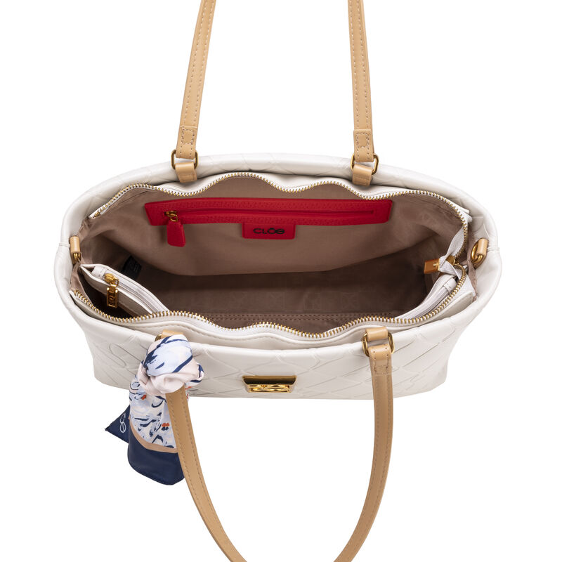 Bolsa Tote Grande Con Troquelado Color Beige image number null