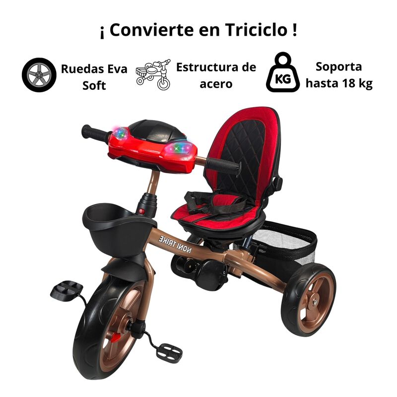 Triciclo 2en1 Carreola Bast&oacute;n Direccional Ajust... image number null