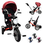 Triciclo para Niños Reclinable Giratorio 360 Sonido Llanta Goma - Rojo