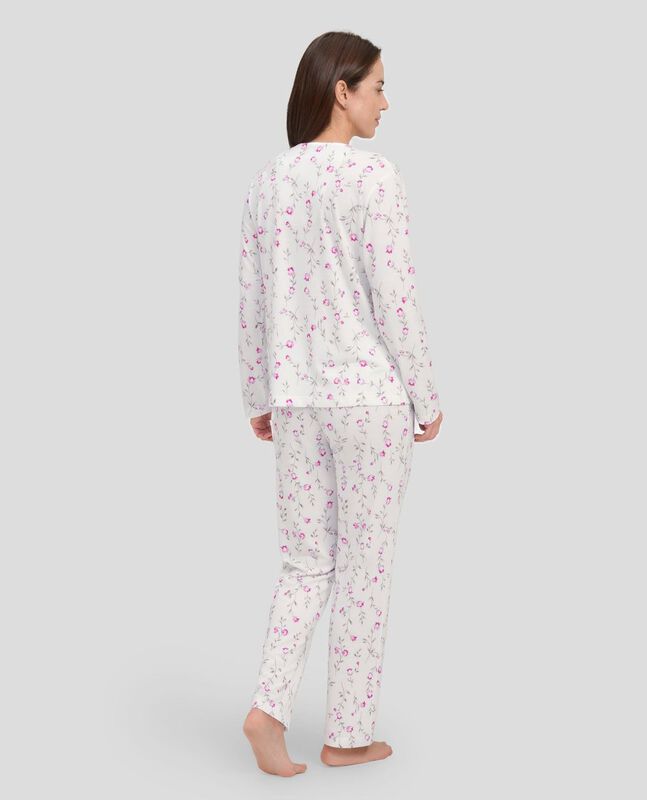 Pijama de Flores con Puntilla Rosa image number null
