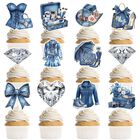 Adorno Para Pastel Moizyng Denim Y Diamantes 36 Uds