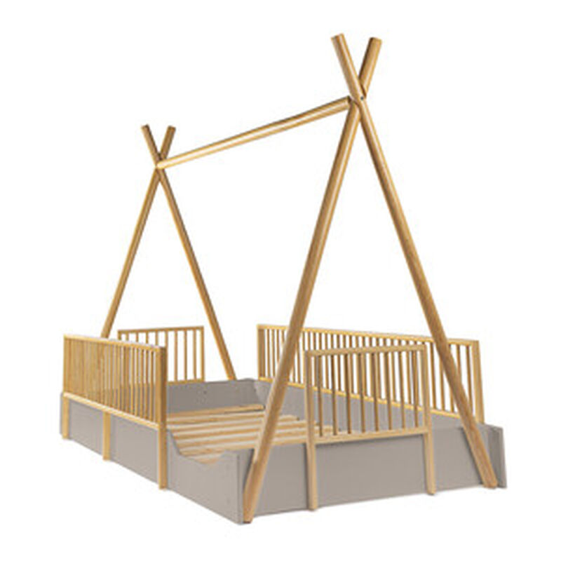Cama Tipi Montessori de Madera con Barandales R... image number null