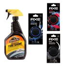 KIT 3 AROMATIZANTE AXE + LIQUIDO PROTECTOR COCHE ARMOR ALL