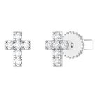 Broqueles De Cruz En Oro Blanco 14k Con 11pts De Diamante