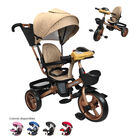 Triciclo Infantil Tipo Carriola con Bast&oacute;n Ajustable Luz y Sonido - Caqui